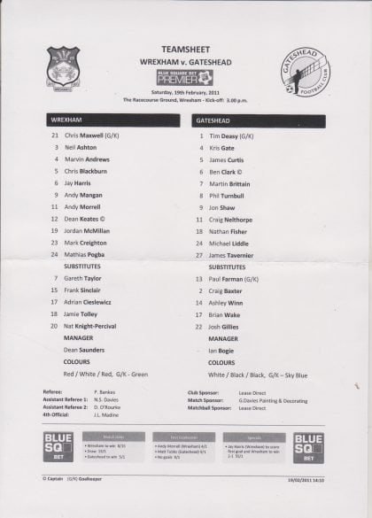 Wrexham v Gateshead 19-Feb-2011