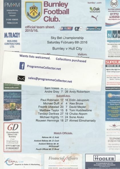Burnley v Hull City 06-Feb-2016