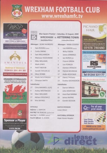 Wrexham v Kettering Town 22-Aug-2009