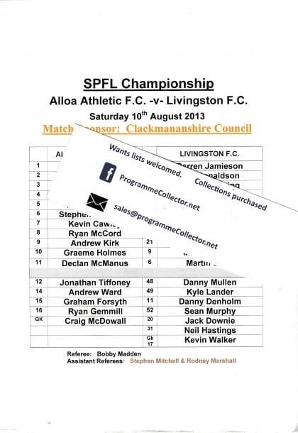 Alloa Athletic v Livingston  10-Aug-2013