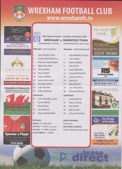 Wrexham v Mansfield Town 02-Feb-2010