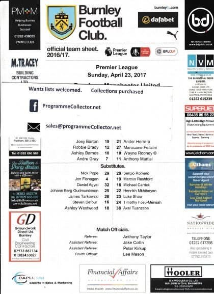 Burnley v Manchester United 23-Apr-2017
