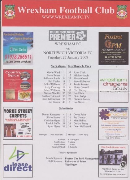 Wrexham v Northwich Victoria 27-Jan-2009