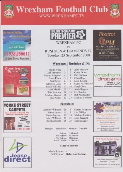 Wrexham v Rushden & Diamonds 23-Sep-2008