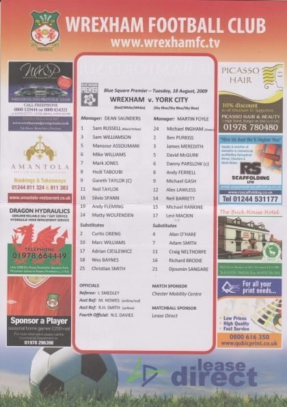 Wrexham v York City 18-Aug-2009