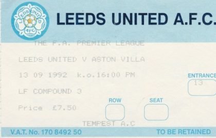 Leeds United v Aston Villa 13-Sep-1992