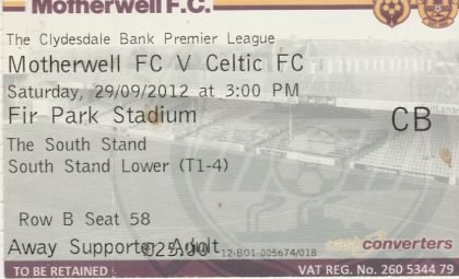 Motherwell v Glasgow Celtic 29-Sep-2012