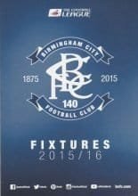 Birmingham City Fixture card 2015-16