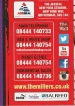 Rotherham United Fixture card 2015-16