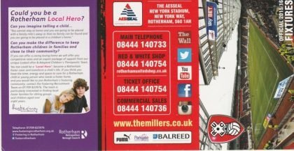 Rotherham United Fixture card 2015-16