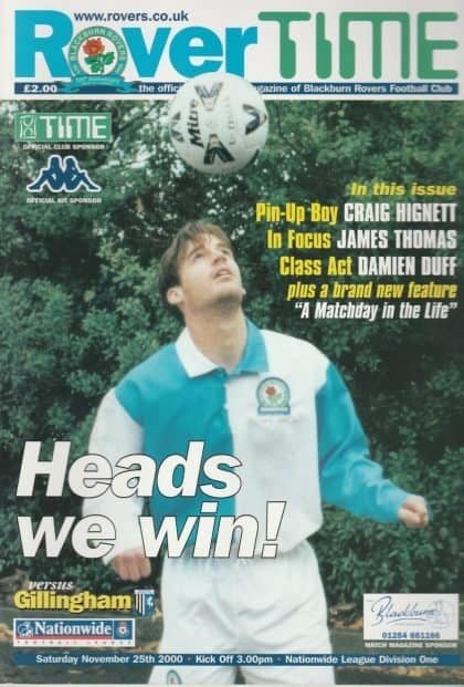Blackburn Rovers v Gillingham   25-Nov-2000