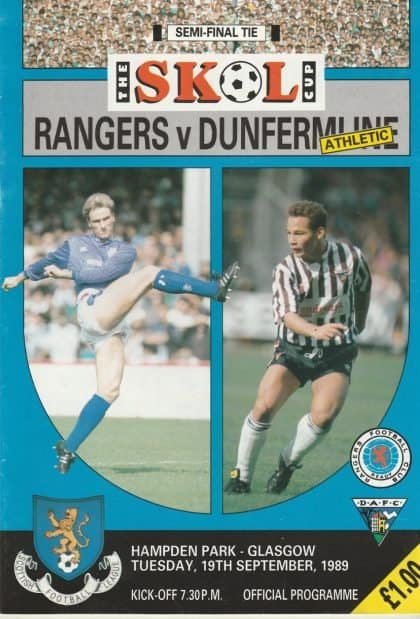 Glasgow Rangers v Dunfermline Athletic   19-Sep-1989