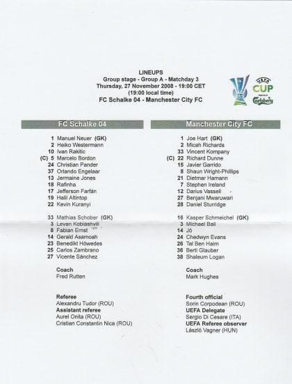 Schalke 04 v Manchester City   27-Nov-2008