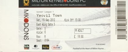 Milton Keynes Dons v Yeovil Town  15-Sep-2012