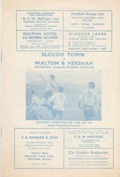 Slough Town v Walton & Hersham 22-Mar-1969