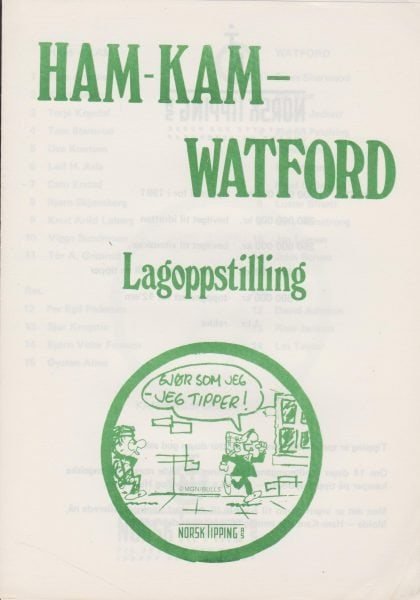 Ham Kam v Watford  1981-82