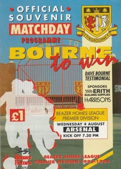 Sittingbourne v Arsenal  04-Aug-1993