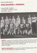 Shelbourne v Arsenal  05-Mar-1992