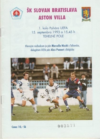 Slovan Bratislava v Aston Villa 15-Sep-1993