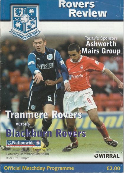 Tranmere Rovers v Blackburn Rovers 02-Dec-2000