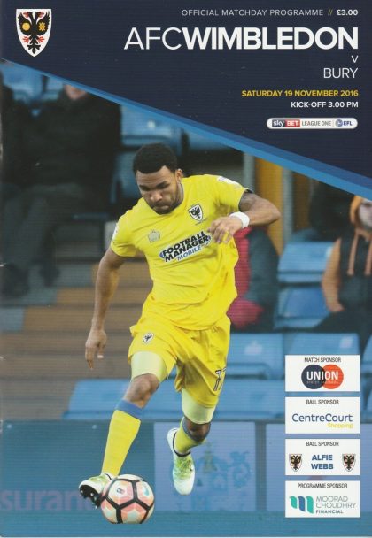 AFC Wimbledon v Bury 19-Nov-2016