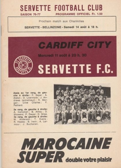 Servette Geneva v Cardiff City 14-Aug-1976