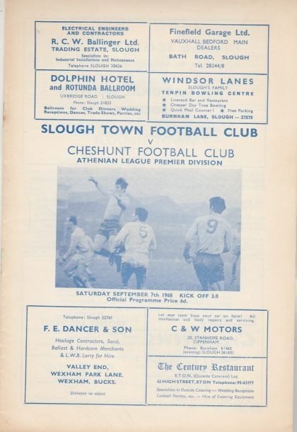 Slough Town v Cheshunt   07-Sep-1968