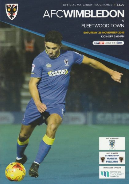 AFC Wimbledon v Fleetwood Town 26-Nov-2016
