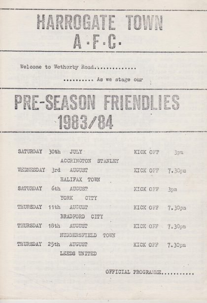Harrogate Town v Halifax Town 03-Aug-1983