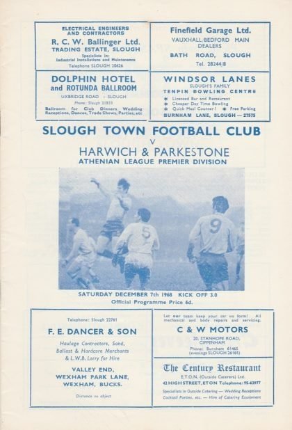 Slough Town v Harwich & Parkeston  07-Dec-1968