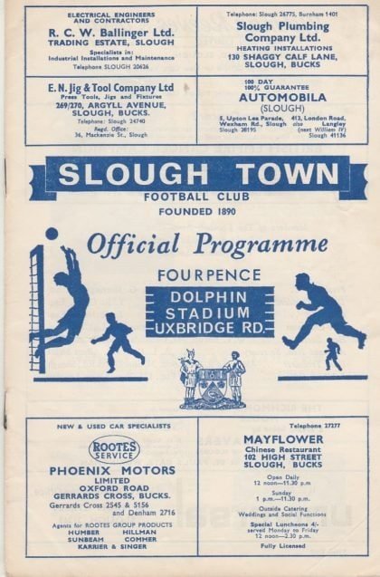 Slough Town v Harlow Town  09-Jan-1965