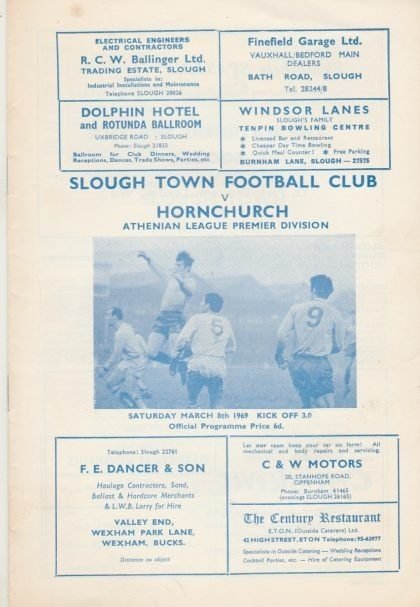 Slough Town v Hornchurch  08-Mar-1969