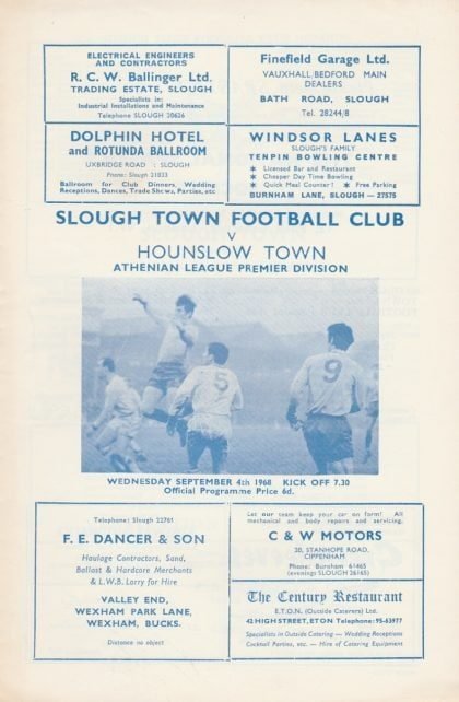 Slough Town v Hounslow Town  04-Sep-1968