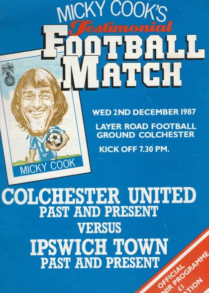 Colchester United Past and Present v Ipswich Town Past and Present   02-Dec-1987