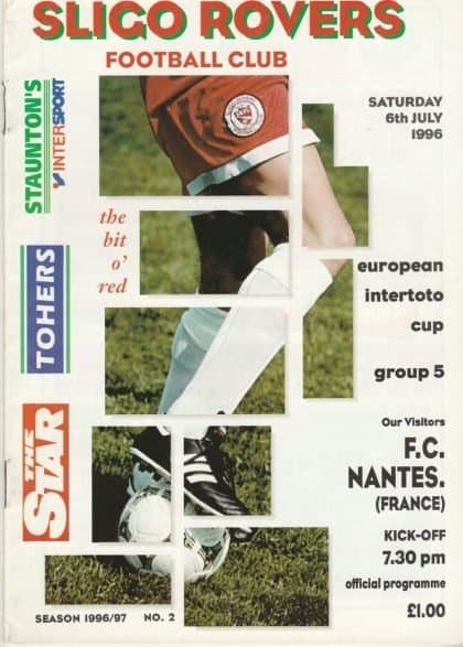 Sligo Rovers v Nantes  06-Jul-1996