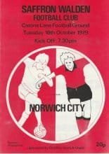 Saffron Walden Town v Norwich City  16-Oct-1979