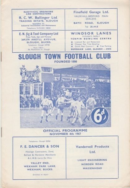 Slough Town v Southall   04-Nov-1967