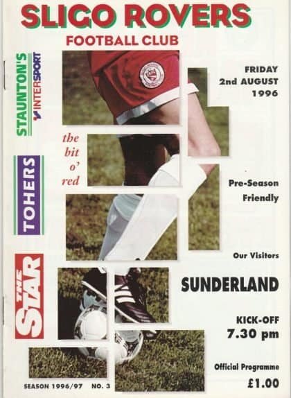 Sligo Rovers v Sunderland   02-Aug-1996