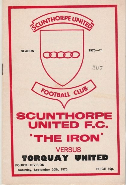Scunthorpe United v Torquay United 20-Sep-1975