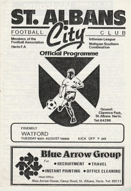 St Albans City v Watford  10-Aug-1982