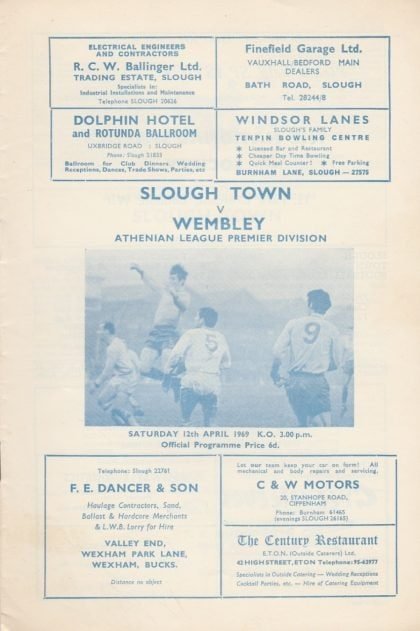 Slough Town v Wembley  12-Apr-1969