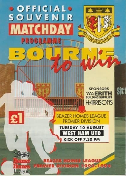 Sittingbourne v West Ham United   10-Aug-1993