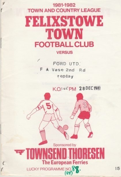 Felixstowe Town v Ford United  28-Dec-1981