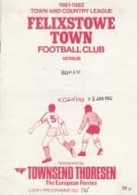 Felixstowe Town v Soham Town Rangers 02-Jan-1982