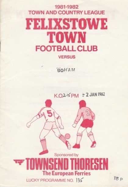 Felixstowe Town v Soham Town Rangers 02-Jan-1982