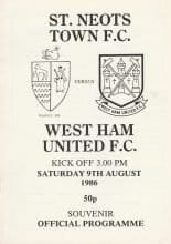 St Neots Town v West Ham United  09-Aug-1986