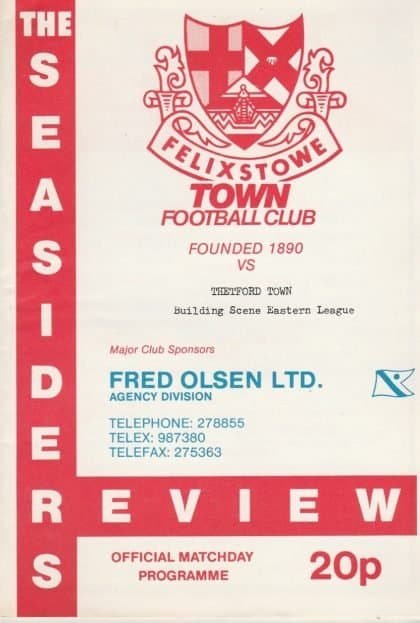 Felixstowe Town v Thetford Town  16-Apr-1988