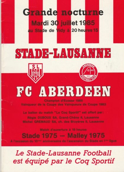Stade Lausanne v Aberdeen 30-Jul-1985