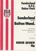 Sunderland v Bolton Wanderers   21-Sep-1974