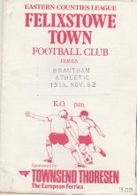 Felixstowe Town v Brantham Athletic  13-Nov-1982